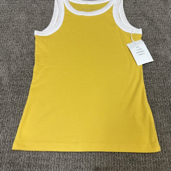 Free Assembly Tank Top Yellow White Sleeveless Women’s Size XS NWT - Picture 4 of 11